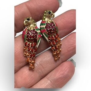 J. Crew Parrot Drop Earrings in Pink, Orange & Green